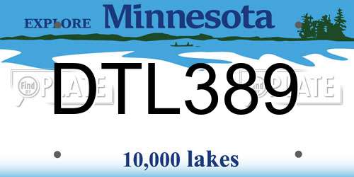 DTL389 Minnesota License Plate