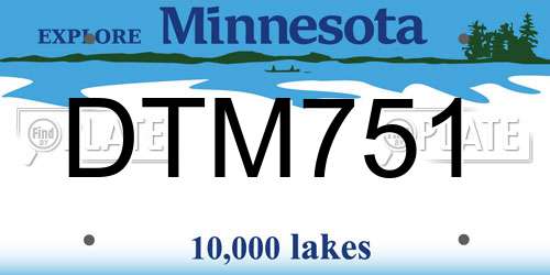 DTM751 Minnesota License Plate