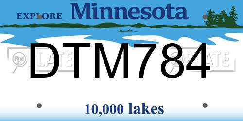DTM784 Minnesota License Plate