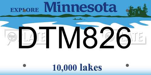 DTM826 Minnesota License Plate