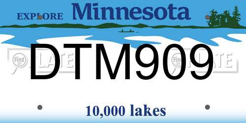 DTM909 Minnesota License Plate