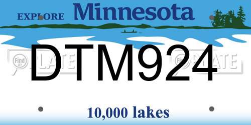 DTM924 Minnesota License Plate