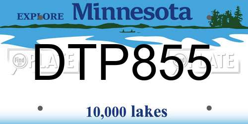 DTP855 Minnesota License Plate