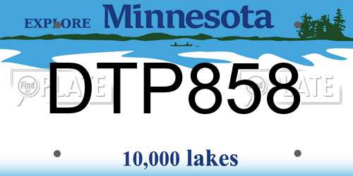 DTP858 Minnesota License Plate
