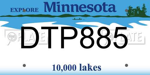 DTP885 Minnesota License Plate