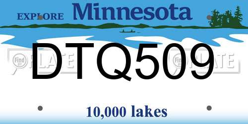 DTQ509 Minnesota License Plate