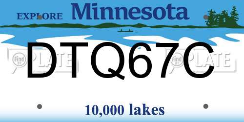 DTQ67C Minnesota License Plate