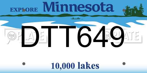 DTT649 Minnesota License Plate