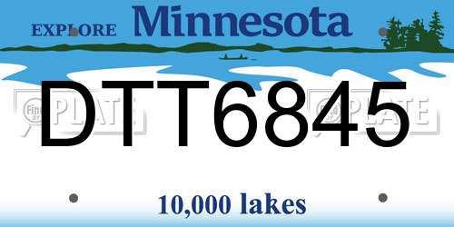 DTT6845 Minnesota License Plate