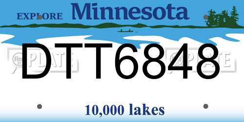 DTT6848 Minnesota License Plate