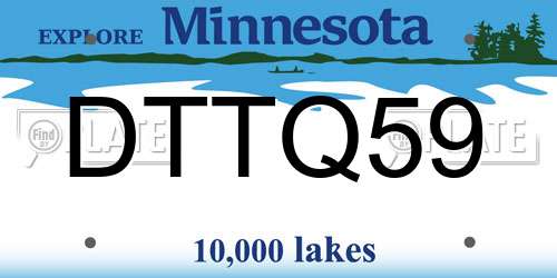 DTTQ59 Minnesota License Plate