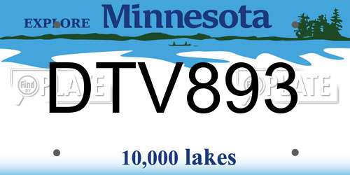 DTV893 Minnesota License Plate