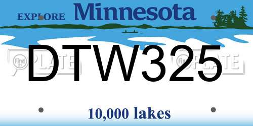 DTW325 Minnesota License Plate