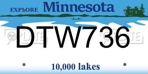 DTW736 Minnesota License Plate