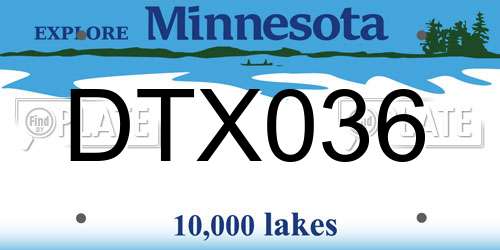 DTX036 Minnesota License Plate