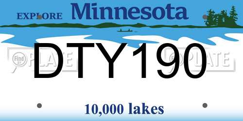DTY190 Minnesota License Plate