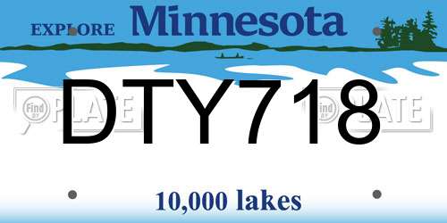 DTY718 Minnesota License Plate