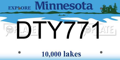DTY771 Minnesota License Plate