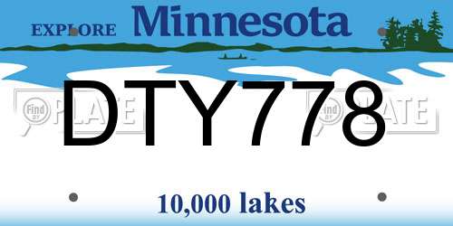 DTY778 Minnesota License Plate