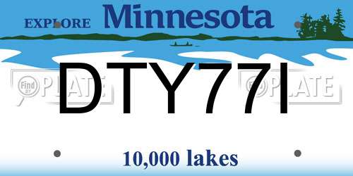 DTY77I Minnesota License Plate