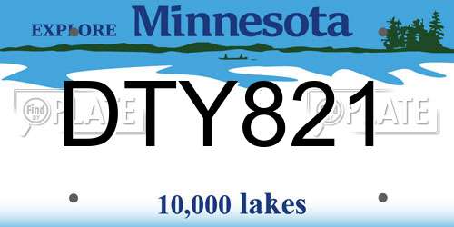 DTY821 Minnesota License Plate