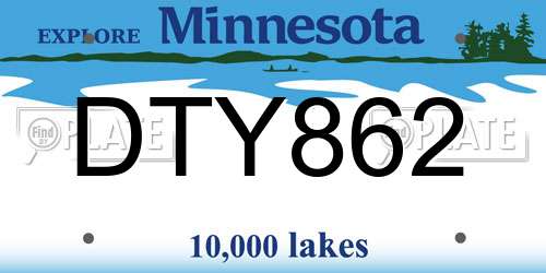 DTY862 Minnesota License Plate