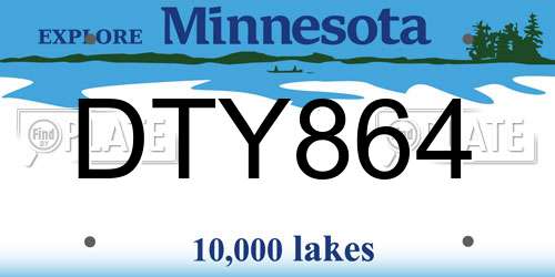 DTY864 Minnesota License Plate