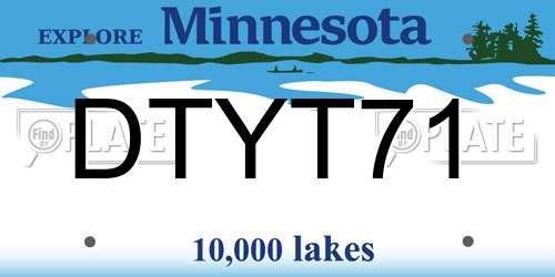 DTYT71 Minnesota License Plate