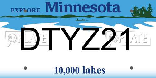 DTYZ21 Minnesota License Plate