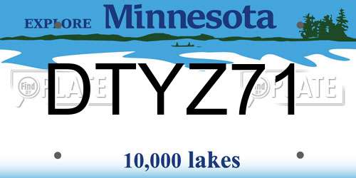 DTYZ71 Minnesota License Plate