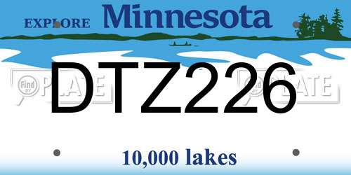 DTZ226 Minnesota License Plate