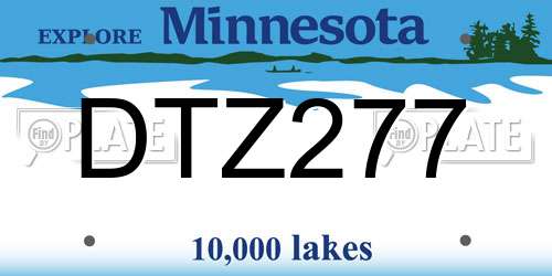 DTZ277 Minnesota License Plate