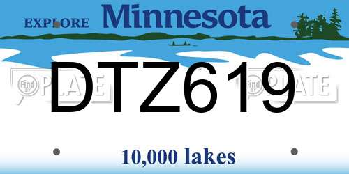 DTZ619 Minnesota License Plate