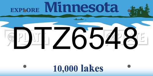 DTZ6548 Minnesota License Plate
