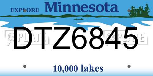 DTZ6845 Minnesota License Plate