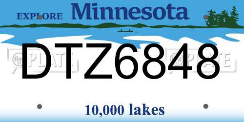 DTZ6848 Minnesota License Plate
