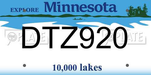 DTZ920 Minnesota License Plate