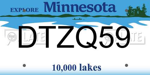 DTZQ59 Minnesota License Plate