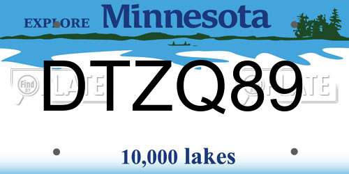 DTZQ89 Minnesota License Plate