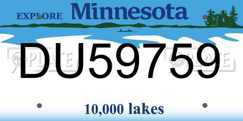 DU59759 Minnesota License Plate