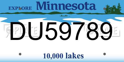 DU59789 Minnesota License Plate
