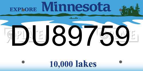 DU89759 Minnesota License Plate