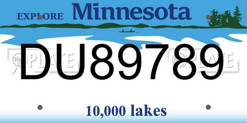 DU89789 Minnesota License Plate