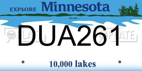 DUA261 Minnesota License Plate