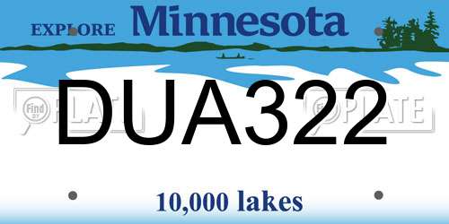DUA322 Minnesota License Plate