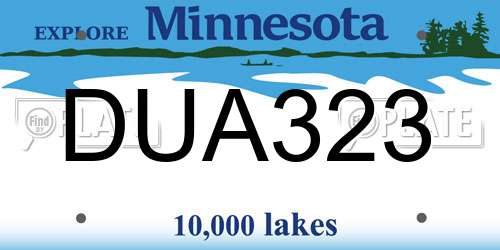 DUA323 Minnesota License Plate