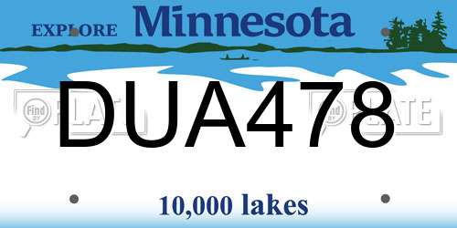 DUA478 Minnesota License Plate