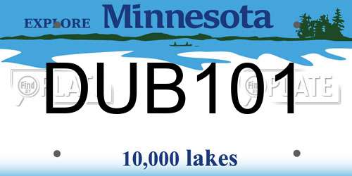 DUB101 Minnesota License Plate