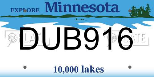 DUB916 Minnesota License Plate