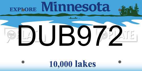 DUB972 Minnesota License Plate